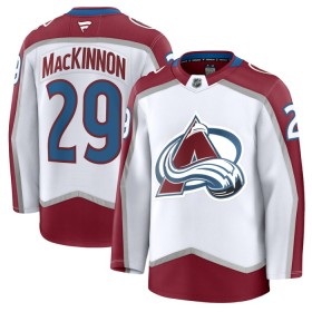 Maillot de Hockey Colorado Avalanche Fanatics Premium Nathan MacKinnon 2024-25 Blanc Extérieur - Homme